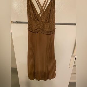 Beautiful cocoa color lace and pleated dress. Size 2